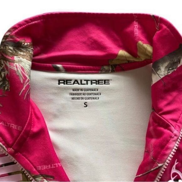 RealTree Pink Hunting Camo 1/2 Zip Long Sleeve Thumb Holes Pullover Size Small - Picture 3 of 12